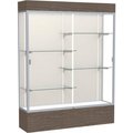 Waddell Display Case Of Ghent Reliant Lighted Display Case 60"W x 80"H x 16"D Walnut Base Plaque Back Satin Natural Frame 2175PB-SN-WV